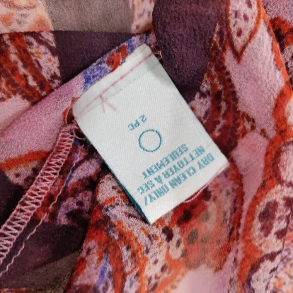 Charlie Jade Silk Womens Paisley Print Boho Tunic Dress M Pink & Red - Picture 9 of 9